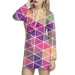 Pastel Geometric Shape Pattern Print Hoodie Dress