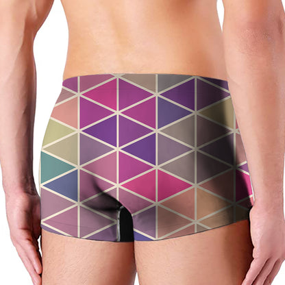 Pastel Geometric Shape Pattern Print Men's Boxer Briefs