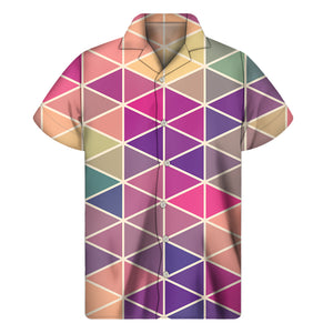 Pastel Geometric Shape Pattern Print Men's Short Sleeve Shirt