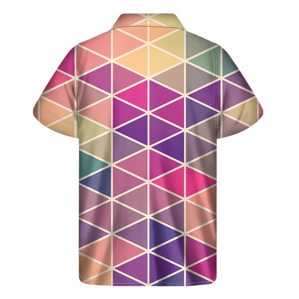 Pastel Geometric Shape Pattern Print Men's Short Sleeve Shirt