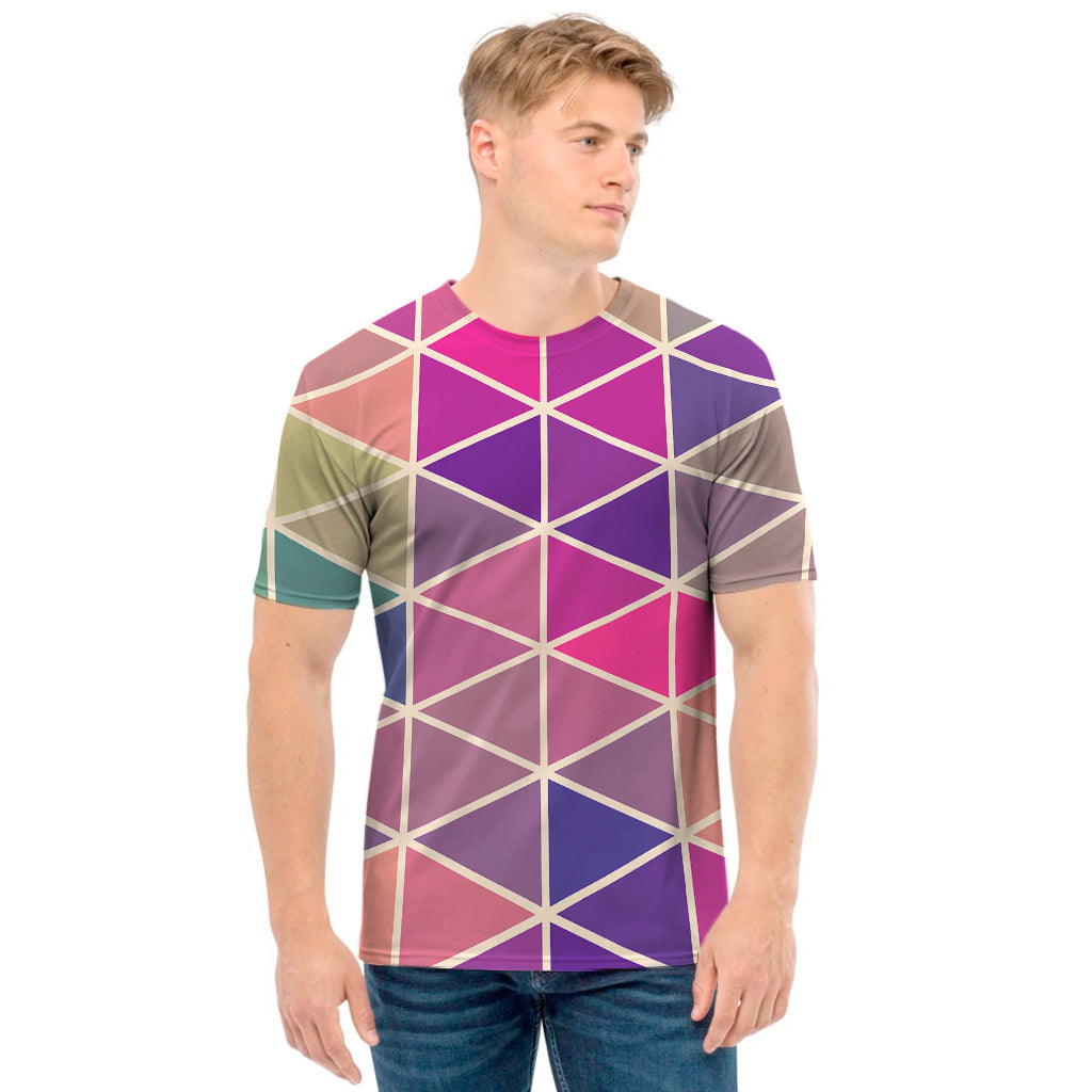 Pastel Geometric Shape Pattern Print Men's T-Shirt