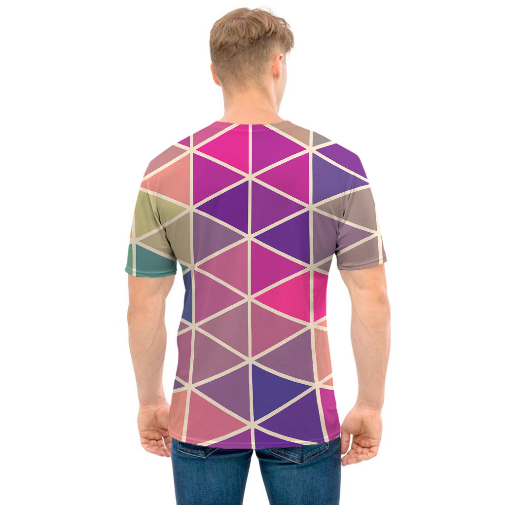 Pastel Geometric Shape Pattern Print Men's T-Shirt
