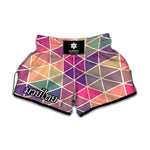 Pastel Geometric Shape Pattern Print Muay Thai Boxing Shorts