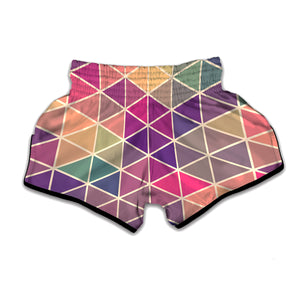 Pastel Geometric Shape Pattern Print Muay Thai Boxing Shorts