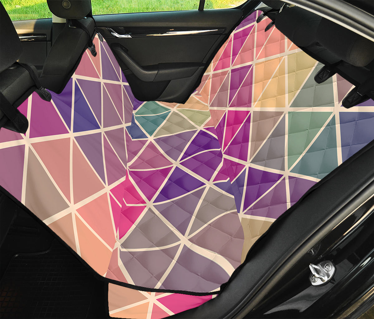 Pastel Geometric Shape Pattern Print Pet Car Back Seat Cover