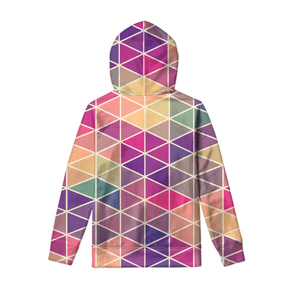 Pastel Geometric Shape Pattern Print Pullover Hoodie