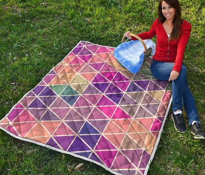 Pastel Geometric Shape Pattern Print Quilt