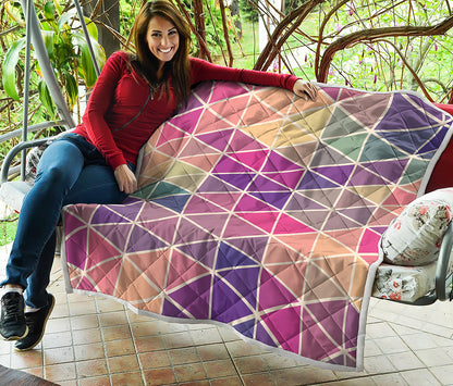Pastel Geometric Shape Pattern Print Quilt