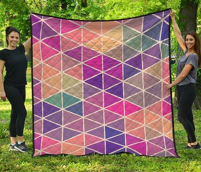 Pastel Geometric Shape Pattern Print Quilt