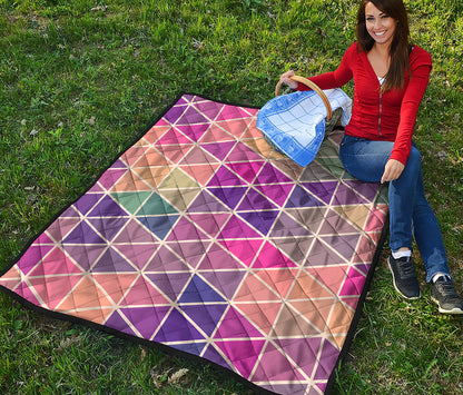 Pastel Geometric Shape Pattern Print Quilt