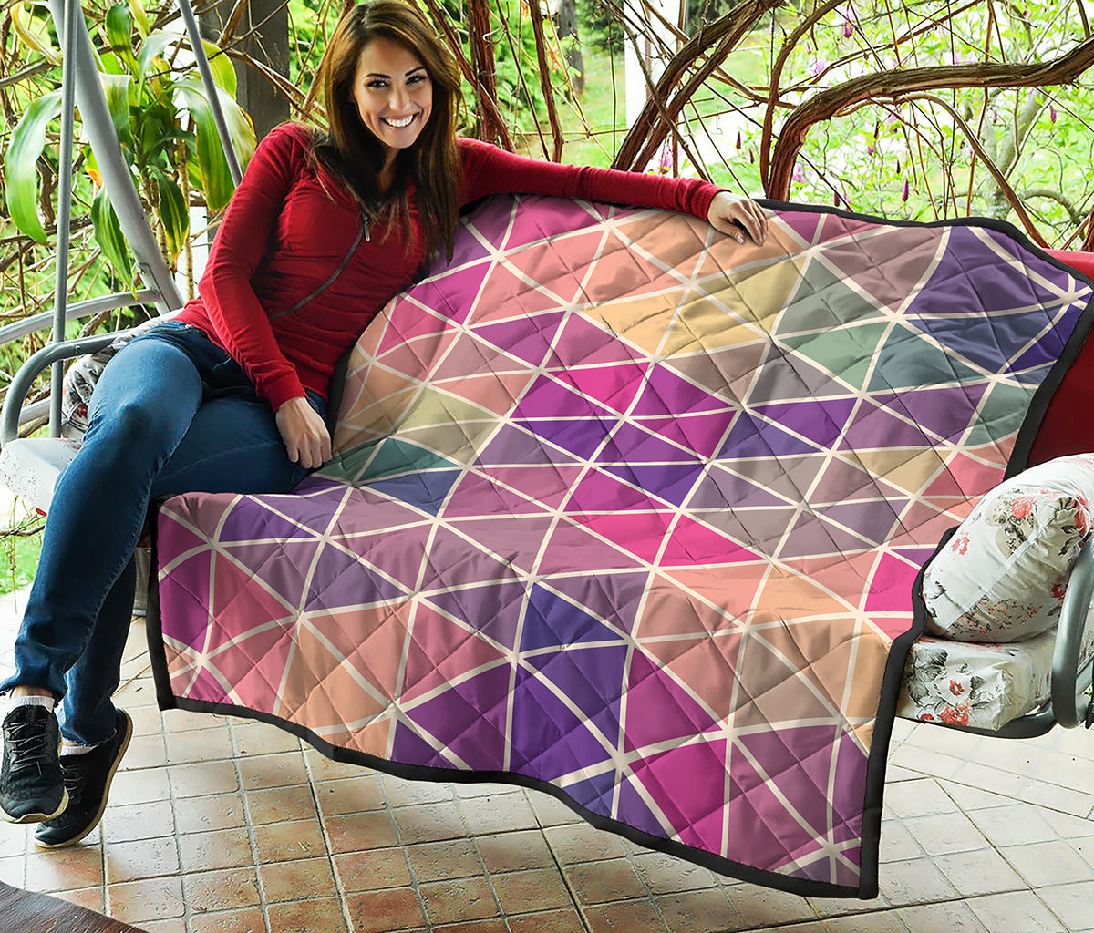 Pastel Geometric Shape Pattern Print Quilt