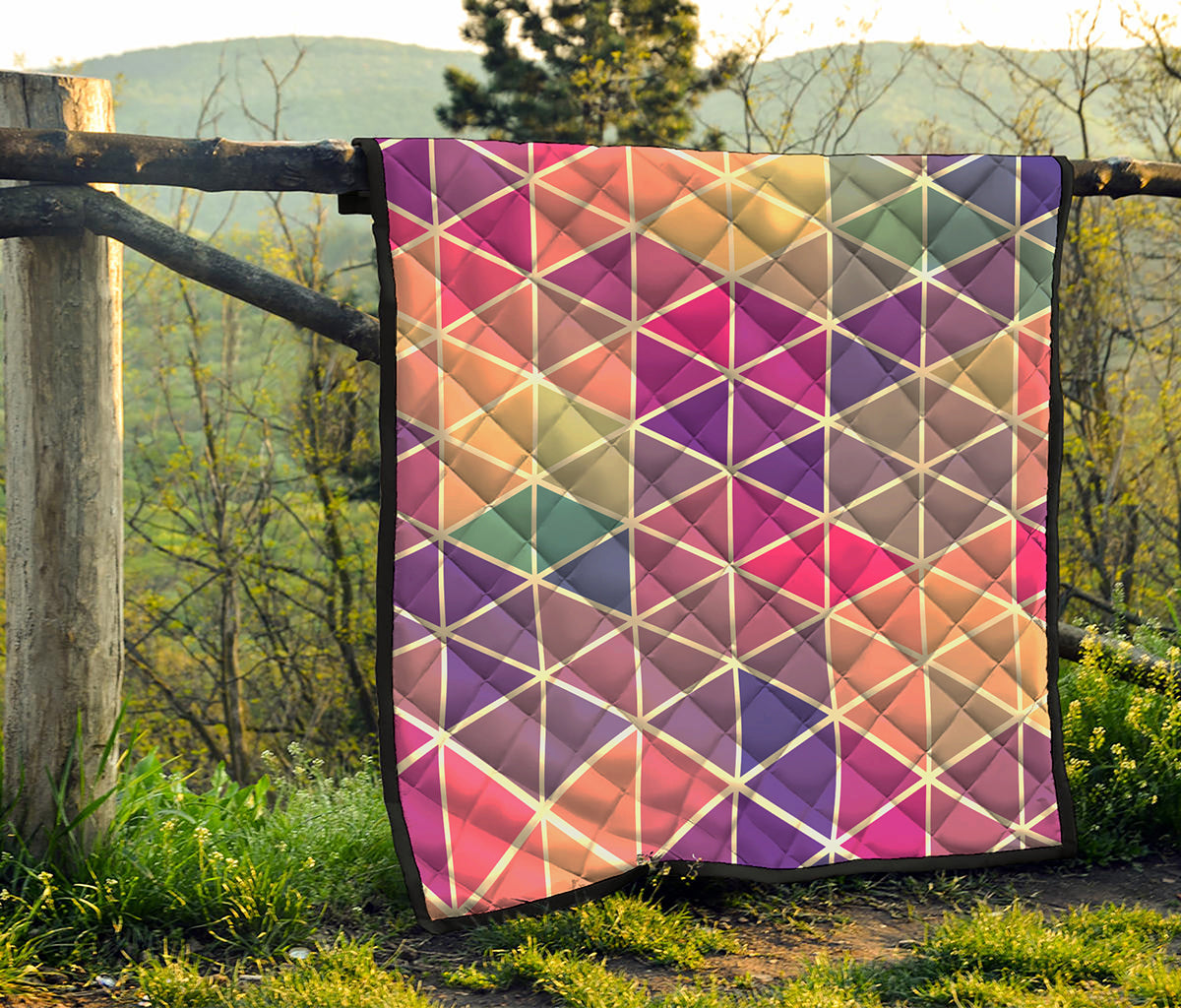 Pastel Geometric Shape Pattern Print Quilt