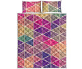 Pastel Geometric Shape Pattern Print Quilt Bed Set
