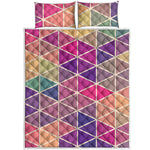 Pastel Geometric Shape Pattern Print Quilt Bed Set