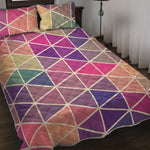 Pastel Geometric Shape Pattern Print Quilt Bed Set