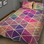 Pastel Geometric Shape Pattern Print Quilt Bed Set
