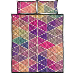 Pastel Geometric Shape Pattern Print Quilt Bed Set