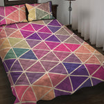 Pastel Geometric Shape Pattern Print Quilt Bed Set