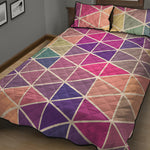 Pastel Geometric Shape Pattern Print Quilt Bed Set
