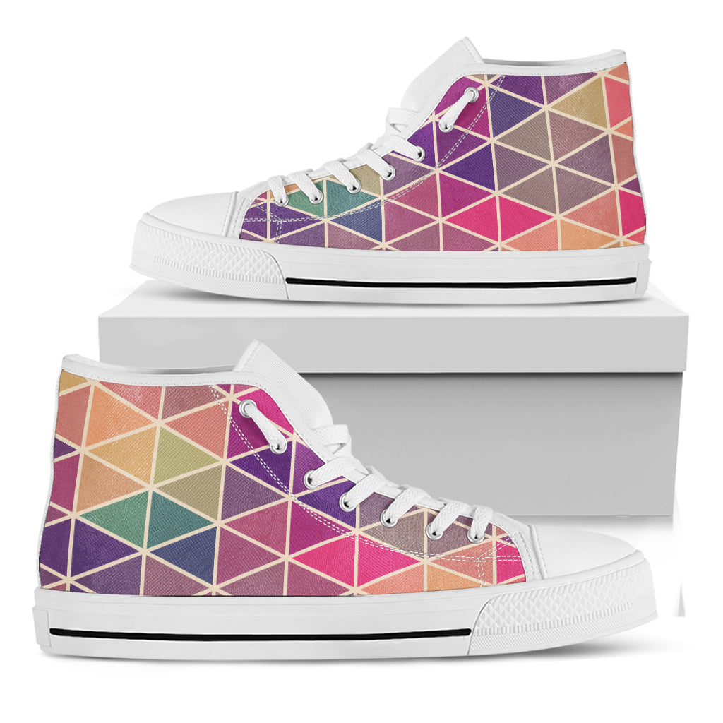 Pastel Geometric Shape Pattern Print White High Top Shoes