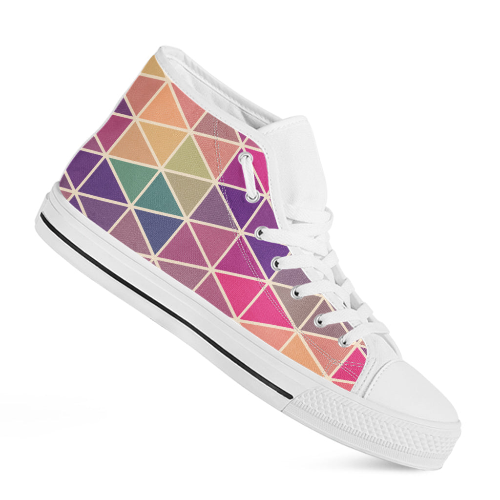 Pastel Geometric Shape Pattern Print White High Top Shoes