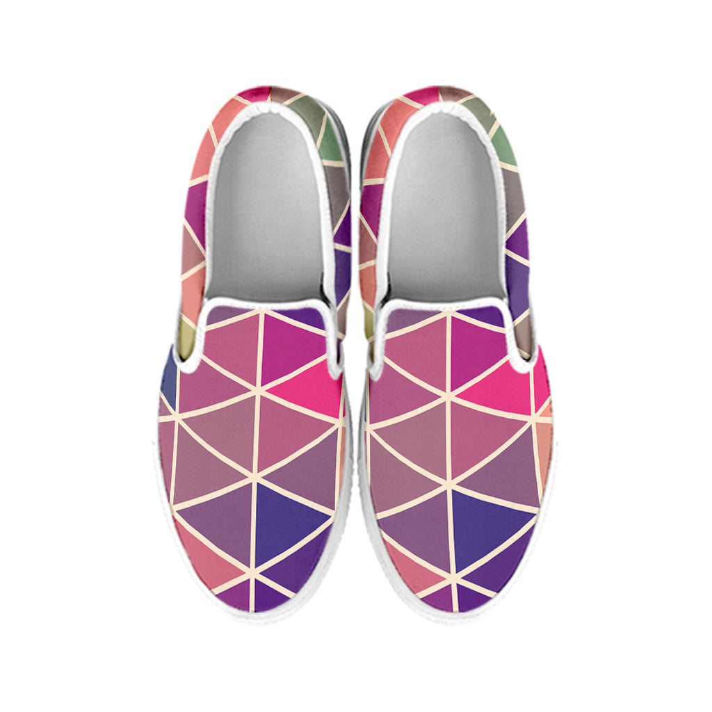 Pastel Geometric Shape Pattern Print White Slip On Shoes