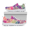 Pastel Geometric Shape Pattern Print White Running Shoes