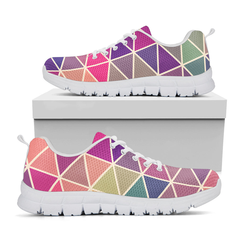 Pastel Geometric Shape Pattern Print White Sneakers