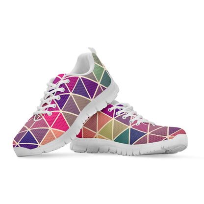 Pastel Geometric Shape Pattern Print White Sneakers