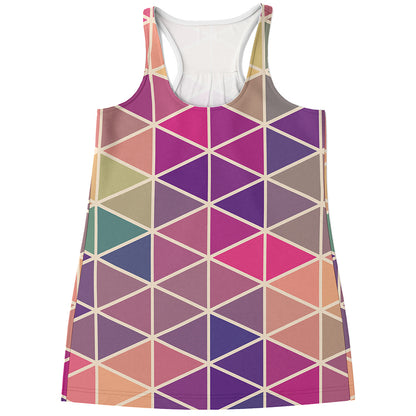 Pastel Geometric Shape Pattern Print Women's Racerback Tank Top