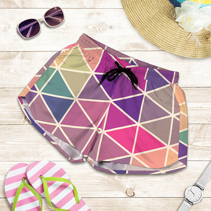 Pastel Geometric Shape Pattern Print Women's Shorts