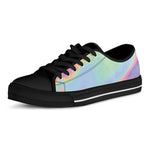 Pastel Holographic Print Black Low Top Shoes