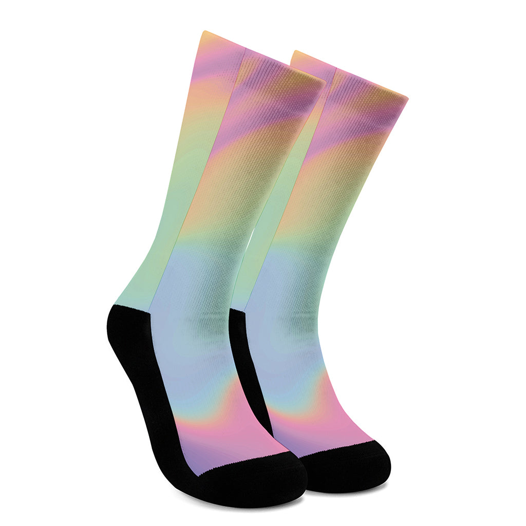 Pastel Holographic Print Crew Socks