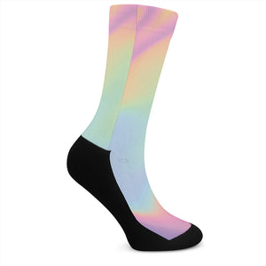 Pastel Holographic Print Crew Socks