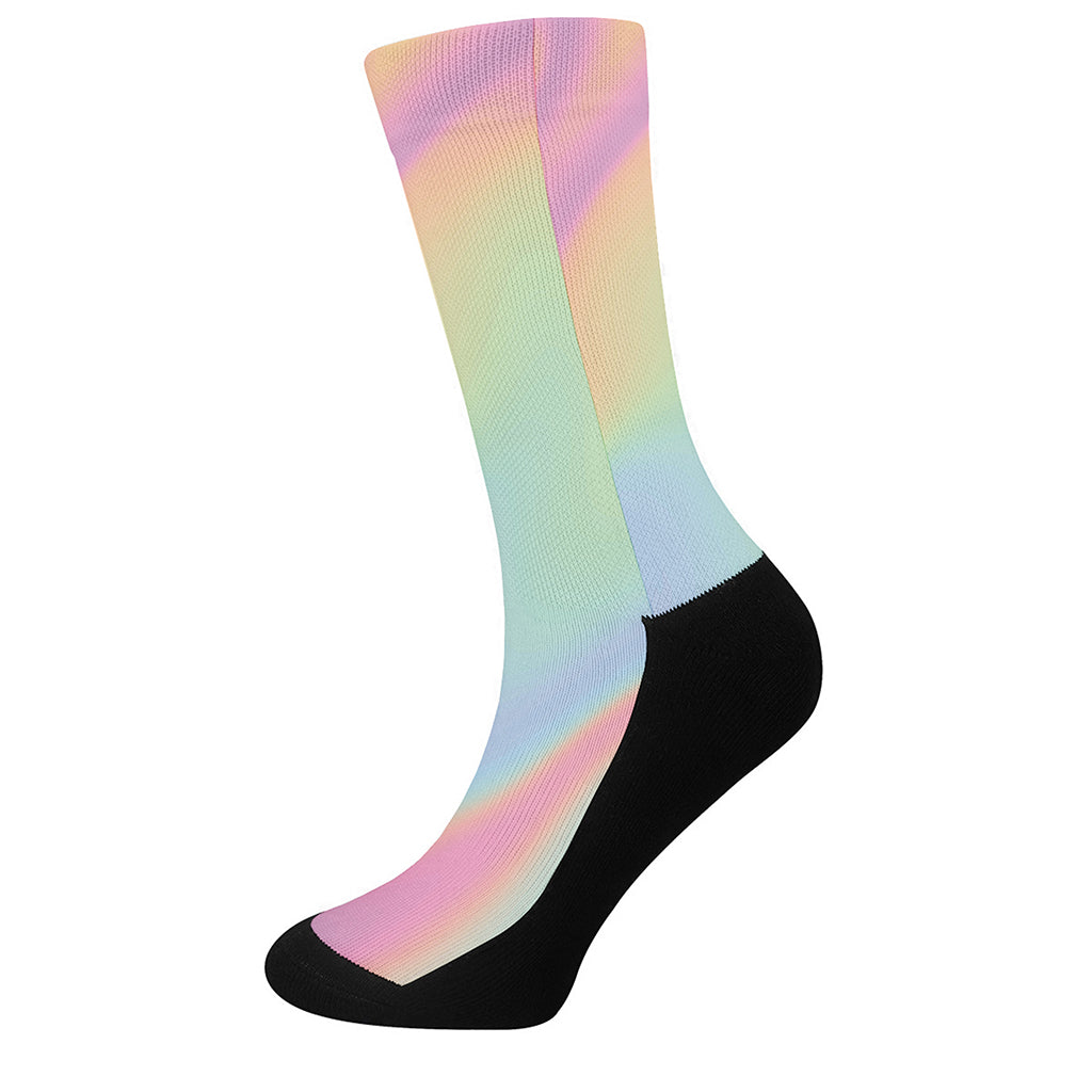 Pastel Holographic Print Crew Socks