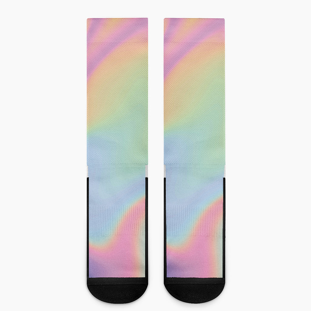 Pastel Holographic Print Crew Socks