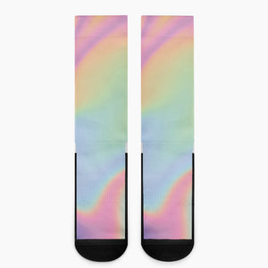 Pastel Holographic Print Crew Socks