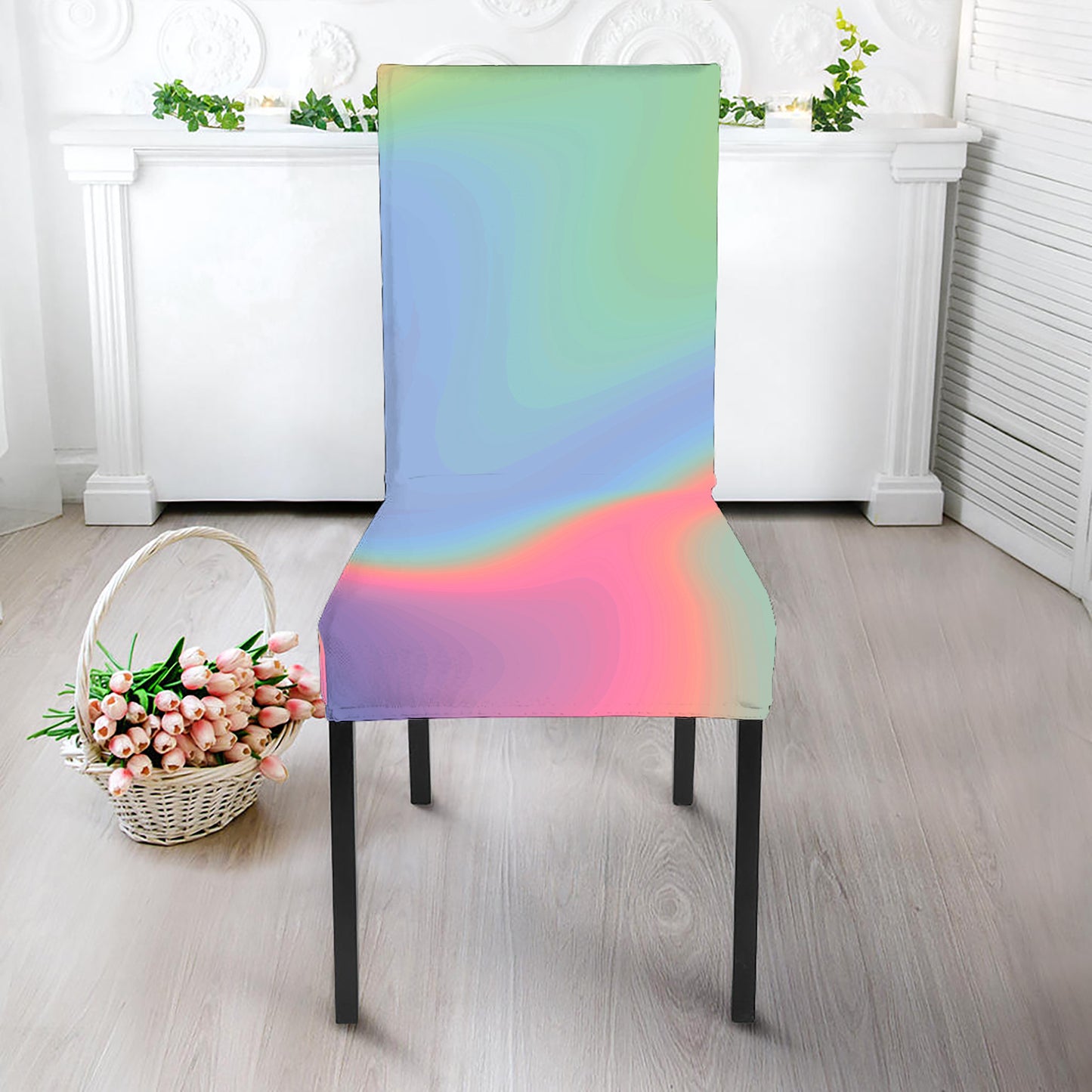 Pastel Holographic Print Dining Chair Slipcover