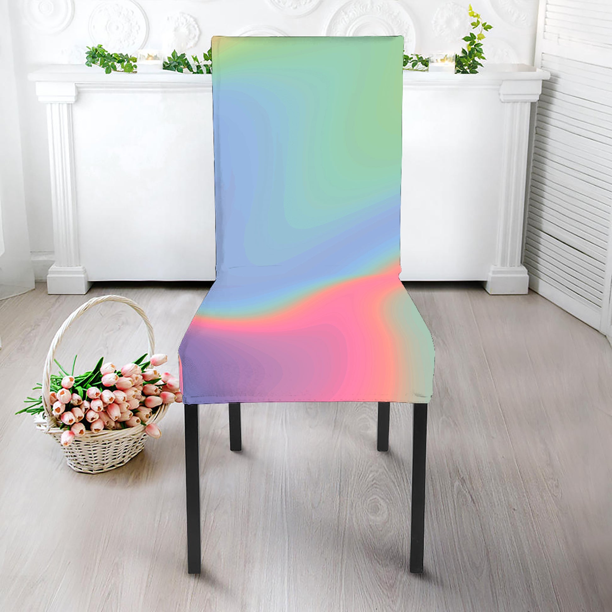 Pastel Holographic Print Dining Chair Slipcover