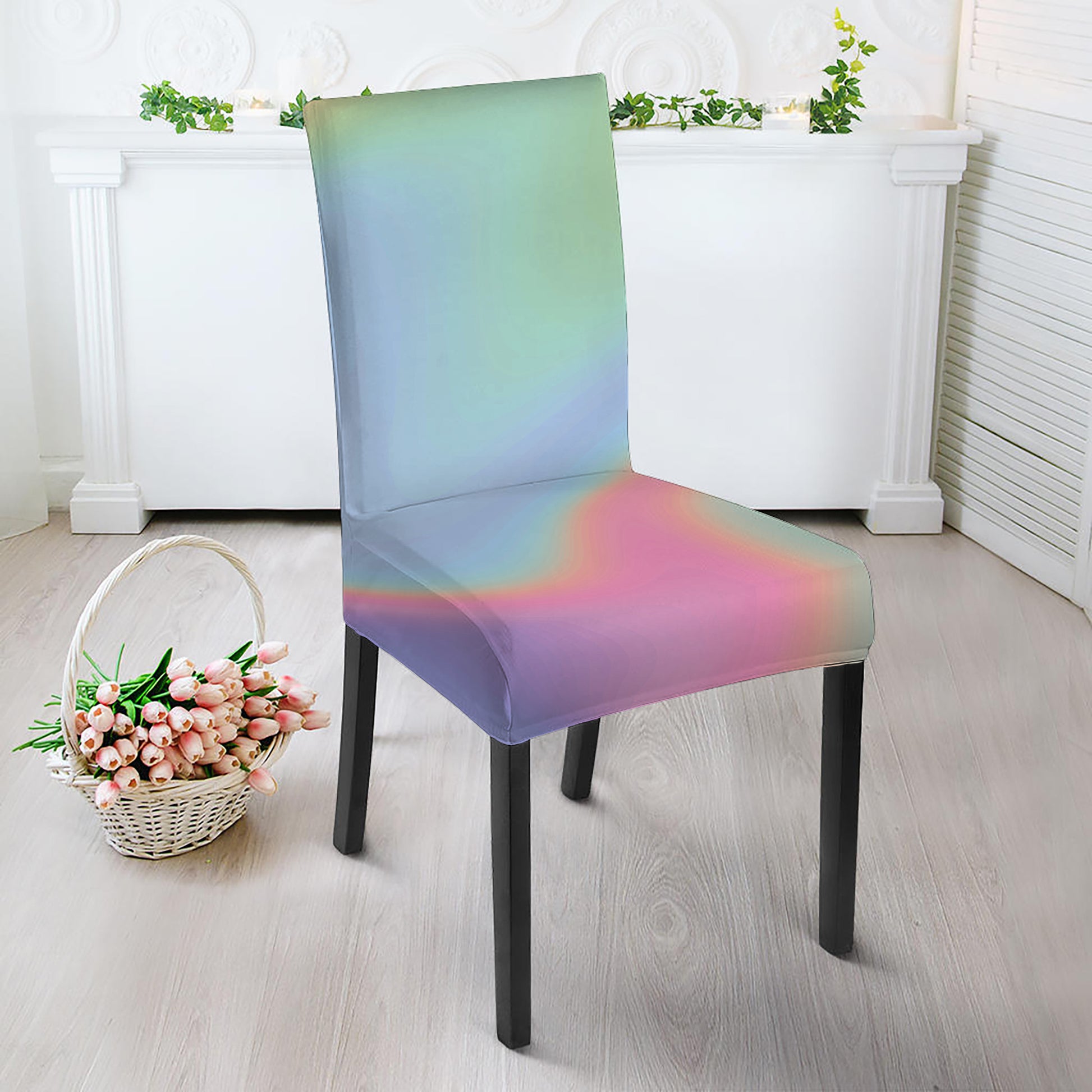 Pastel Holographic Print Dining Chair Slipcover