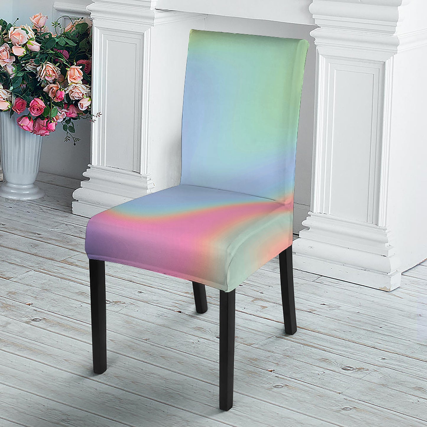 Pastel Holographic Print Dining Chair Slipcover