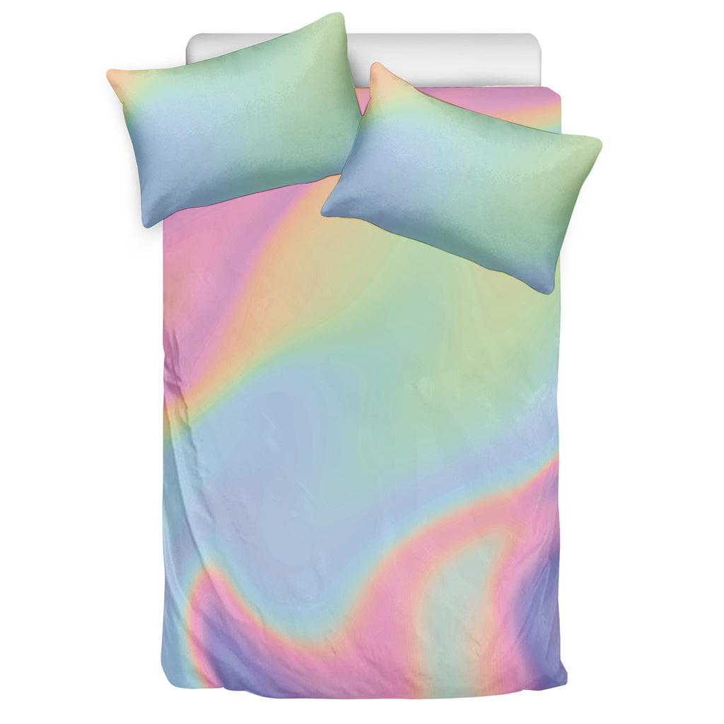 Pastel Holographic Print Duvet Cover Bedding Set