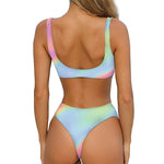 Pastel Holographic Print Front Bow Tie Bikini