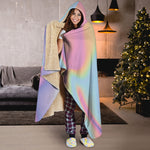 Pastel Holographic Print Hooded Blanket