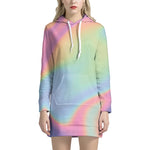 Pastel Holographic Print Hoodie Dress