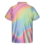 Pastel Holographic Print Men's Short Sleeve Shirt