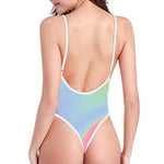Pastel Holographic Print One Piece High Cut Swimsuit