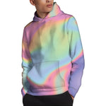 Pastel Holographic Print Pullover Hoodie