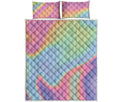 Pastel Holographic Print Quilt Bed Set