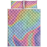 Pastel Holographic Print Quilt Bed Set